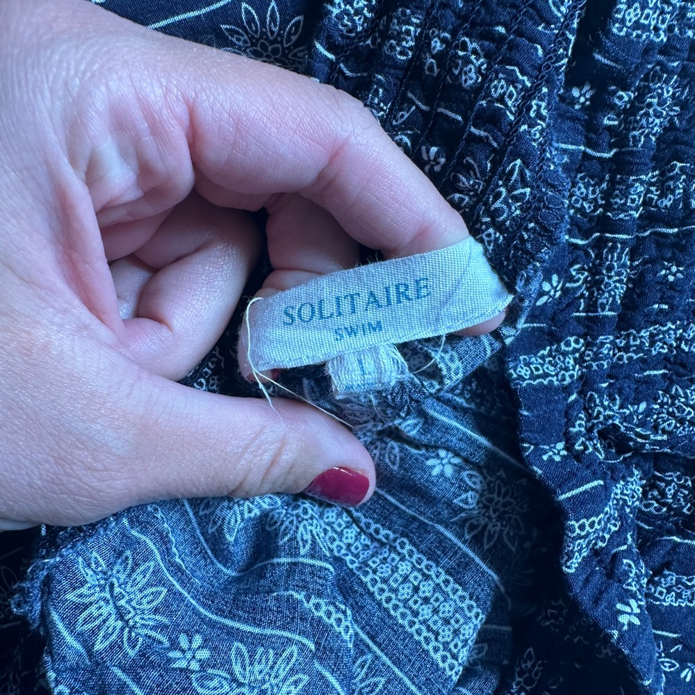 Navy Blue and White Patterned Women's Pants - Picture 10 of 10